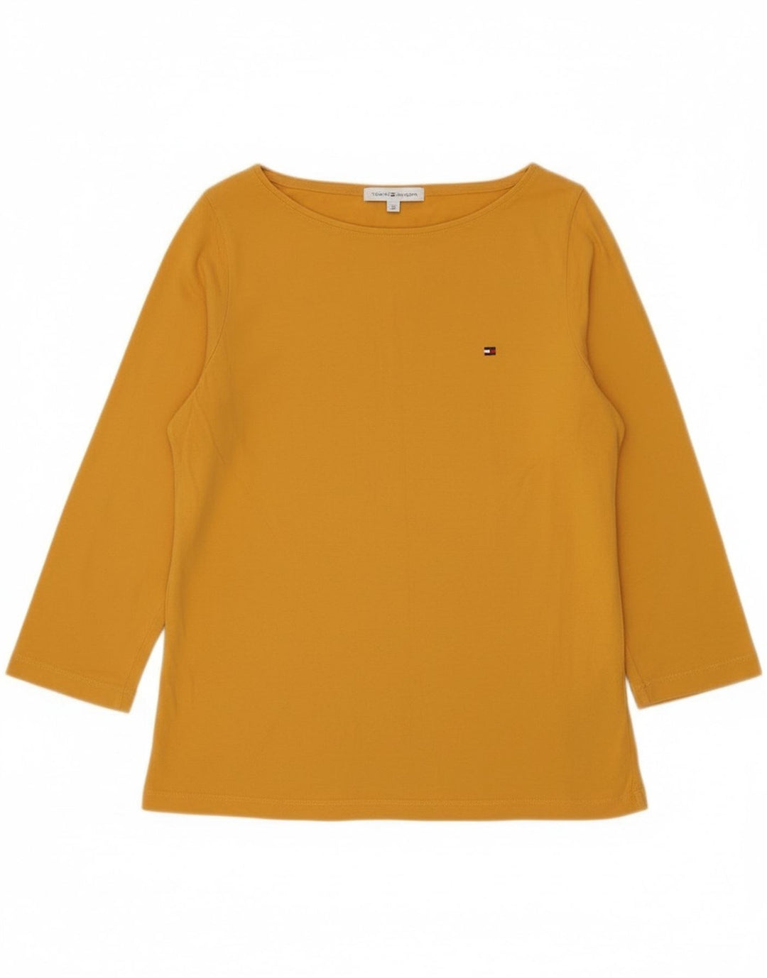 Top feminino Tommy Hilfiger manga 3/4 Reino Unido 14 algodão amarelo médio