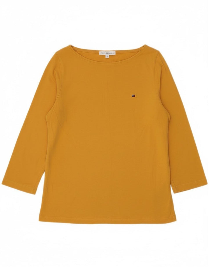 Top feminino Tommy Hilfiger manga 3/4 Reino Unido 14 algodão amarelo médio