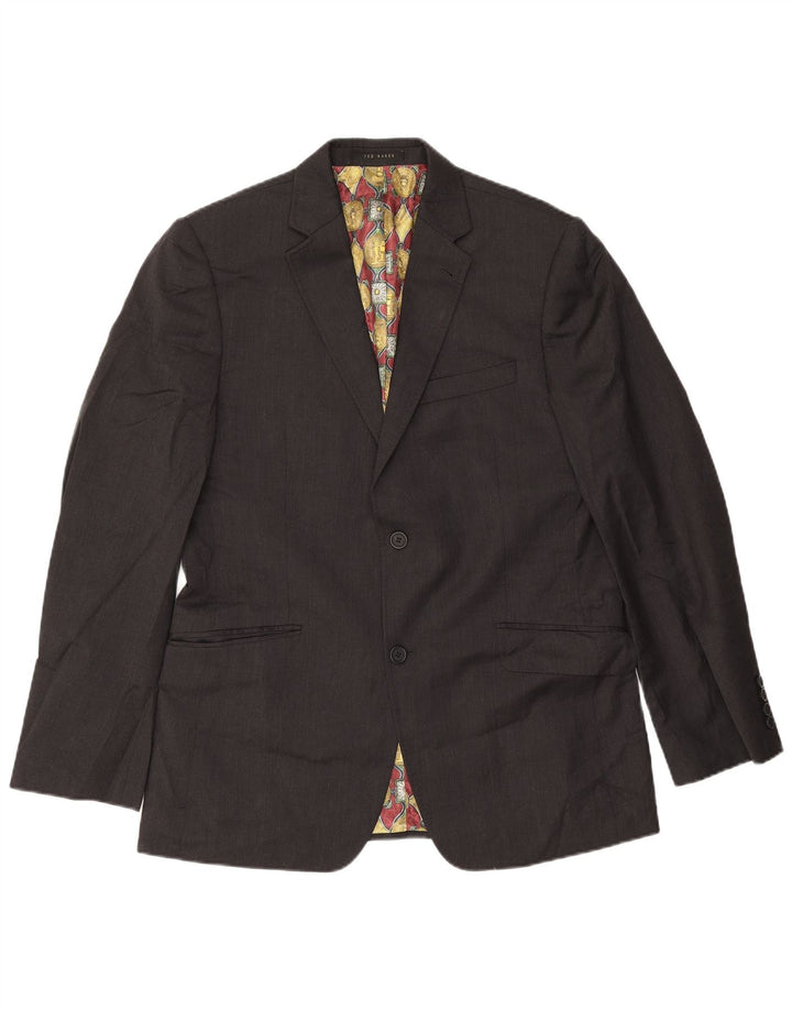 Terno masculino Ted Baker com 2 botões e 2 peças Reino Unido 40 grande W34 L31 lã cinza