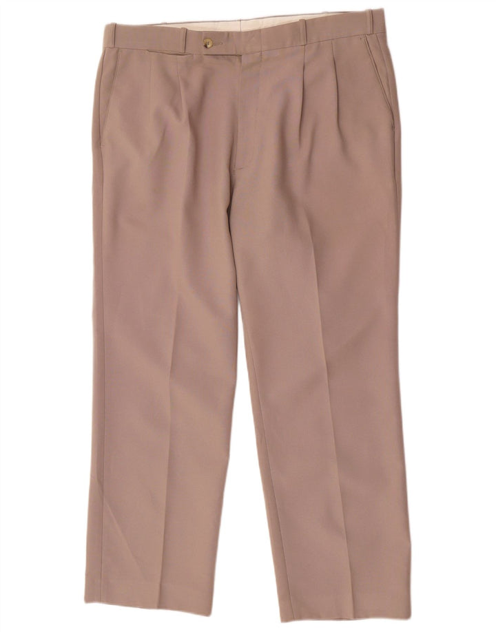 Calça masculina Farah Pegged Suit W36 L28 poliéster marrom