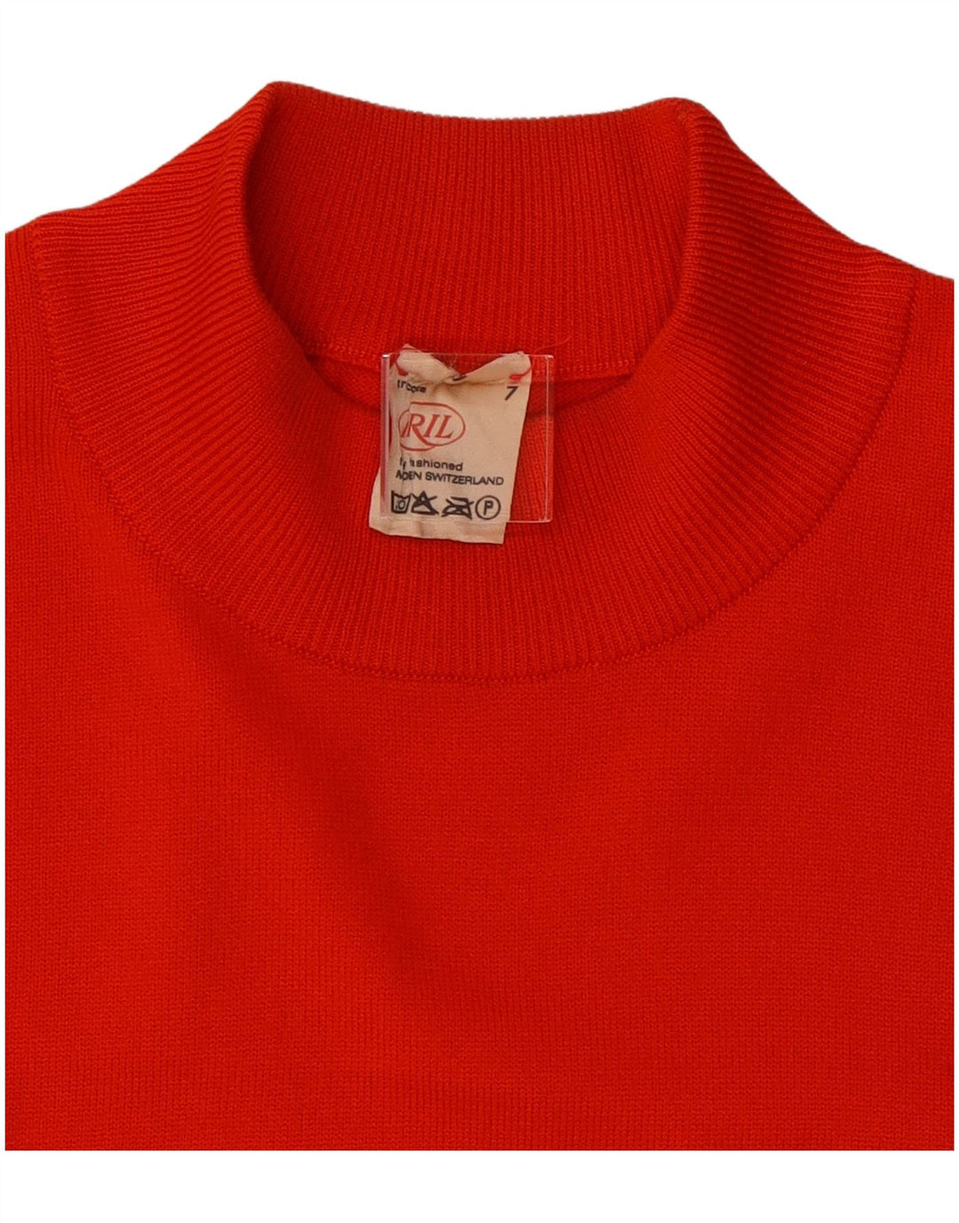 Suéter feminino vintage com gola tartaruga, poliéster vermelho médio UK 14