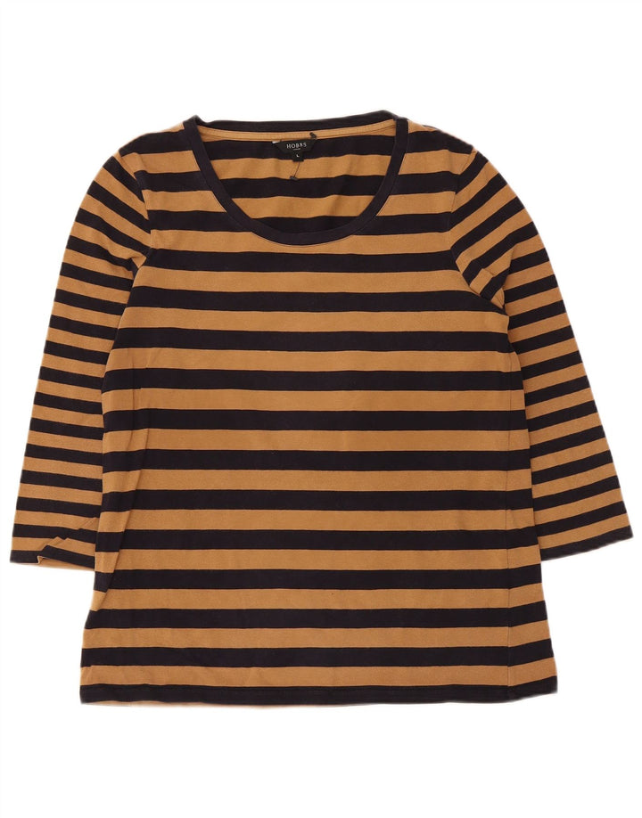 Top feminino Hobbs manga 3/4 Reino Unido 14 listrado marrom grande