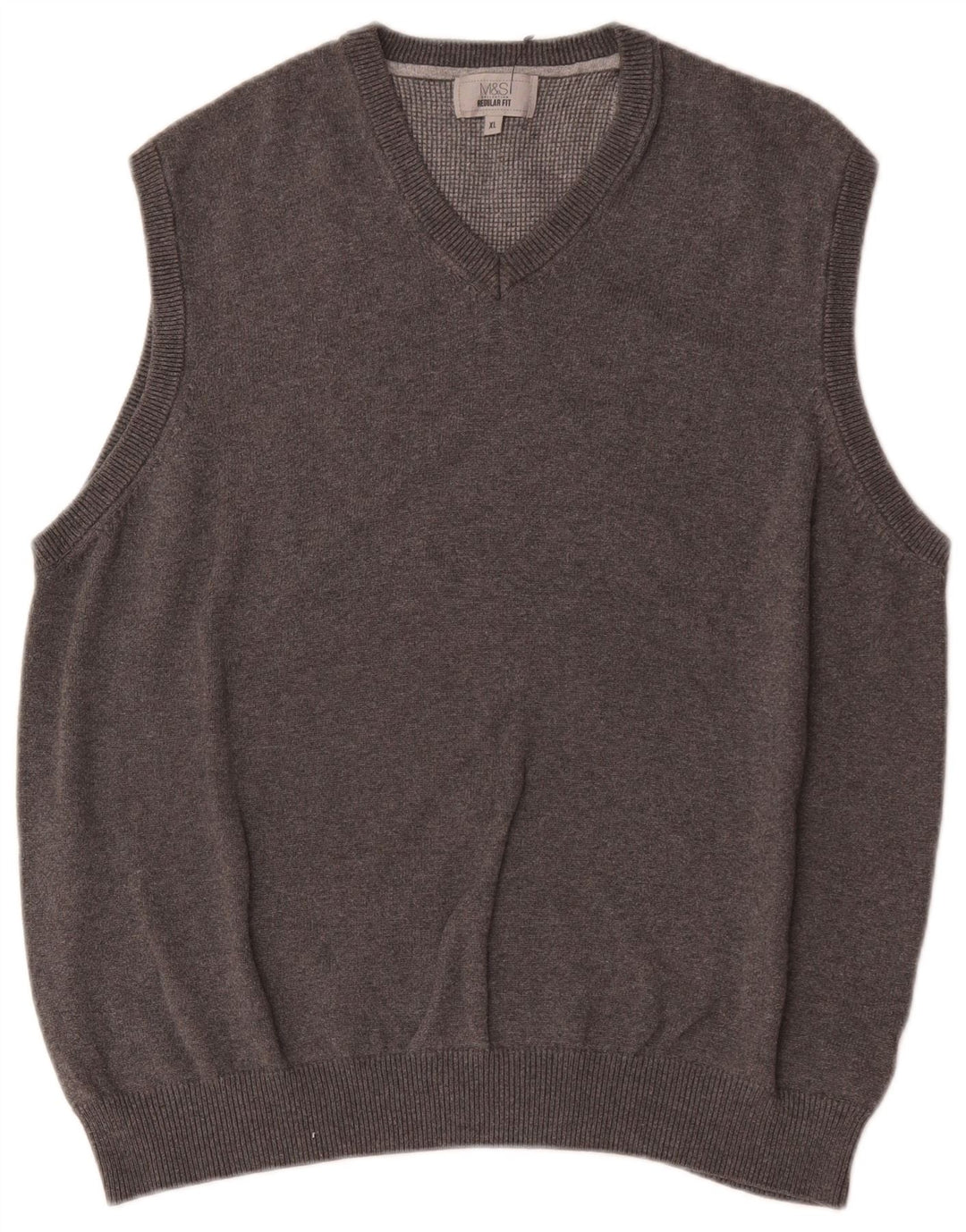 Marks & Spencer Mens Regular Fit Colete Regata XL Algodão Cinza