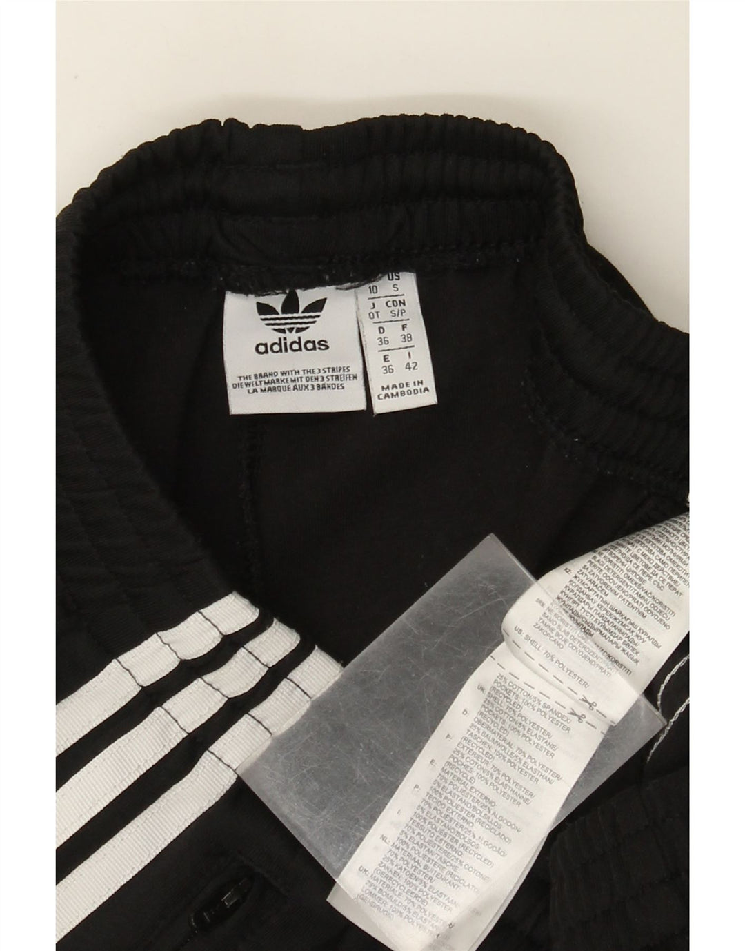 Calça de treino feminina Adidas UK 10 pequena poliéster preto