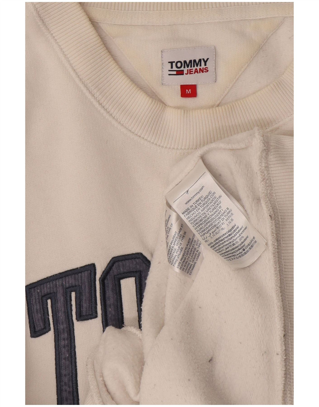 Tommy Hilfiger moletom gráfico masculino jumper médio algodão branco