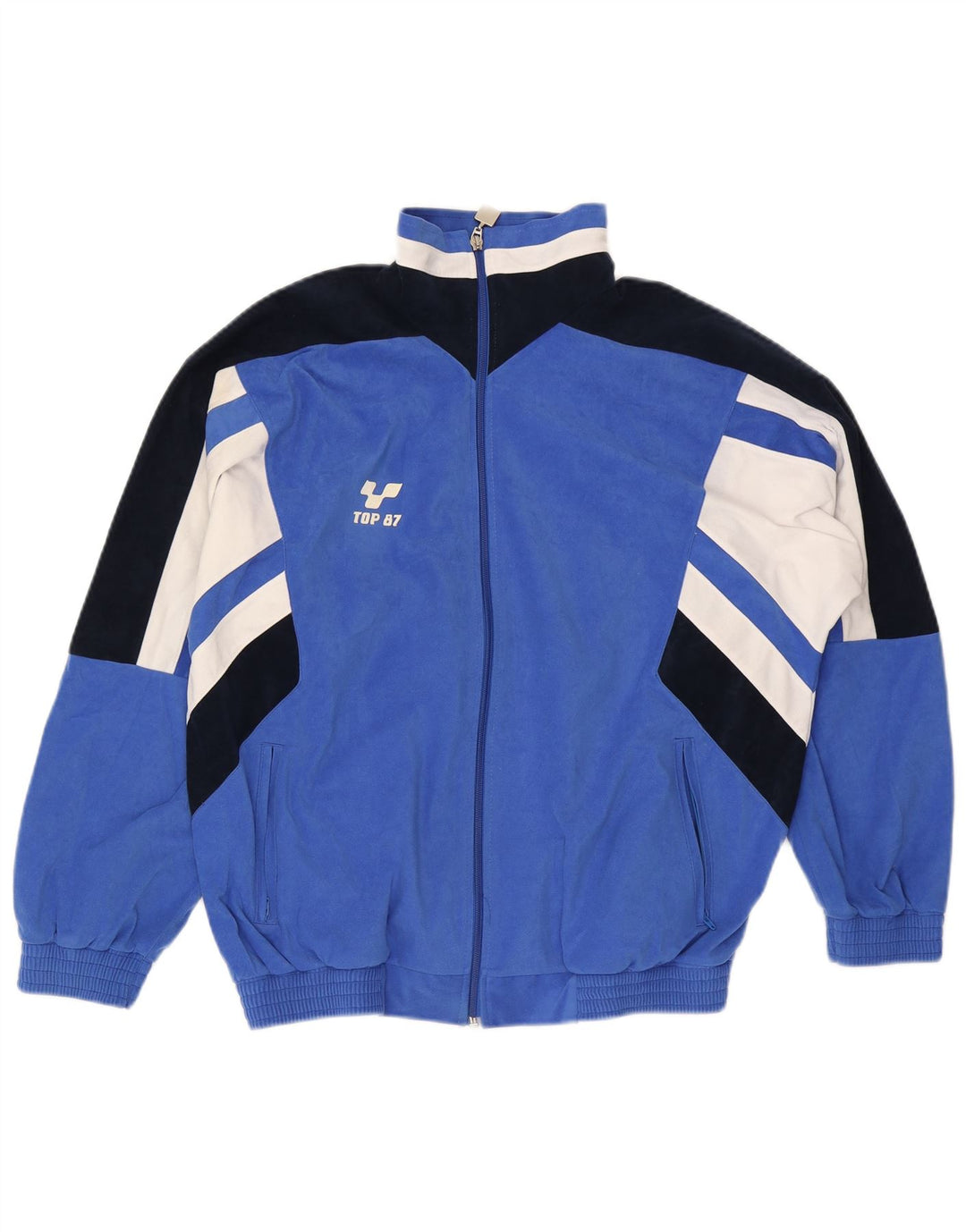 Revestimento superior do fato de treino dos homens do vintage 48 poliéster azul médio de Colourblock