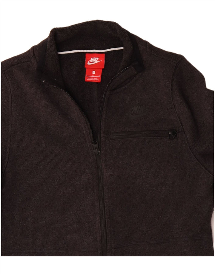 NIKE Womens Tracksuit Top Jacket UK 10 Pequeno Cinza Poliéster
