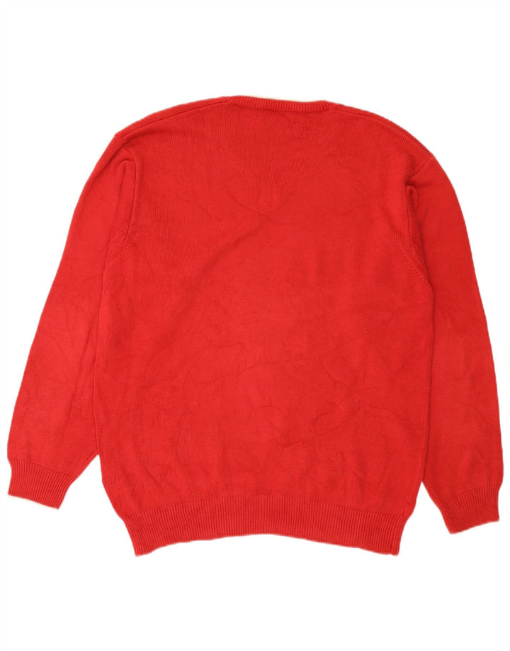 Suéter masculino Fred Perry com decote em V de algodão vermelho médio