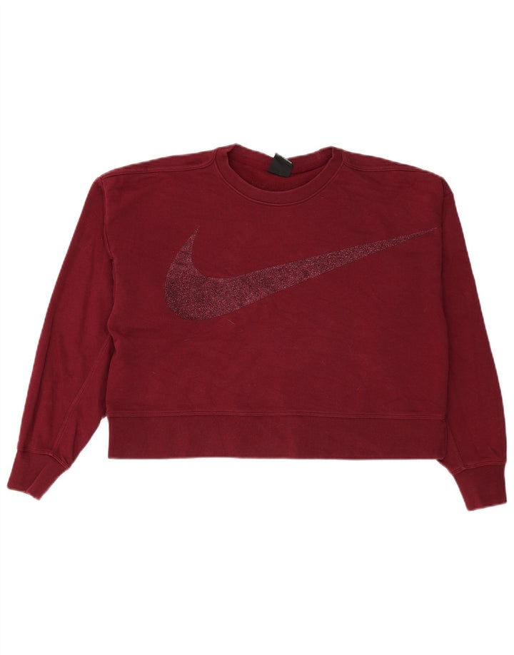 Moletom feminino Nike Oversized Graphic Crop Jumper UK 6 XS Borgonha