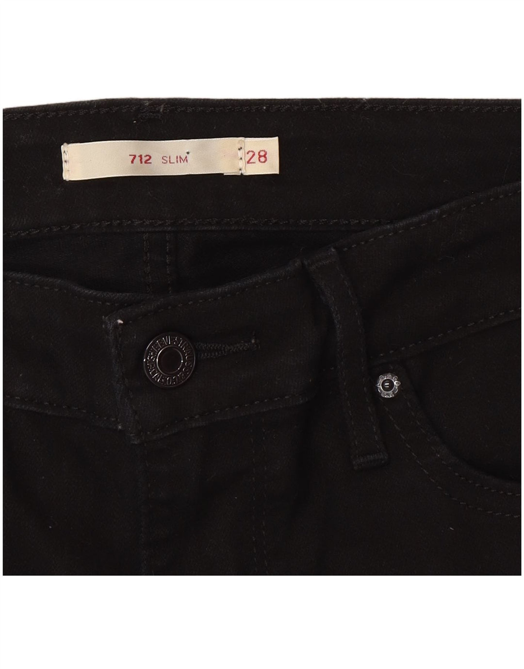 Calça jeans feminina Levi's 712 Slim W28 L30 algodão preto
