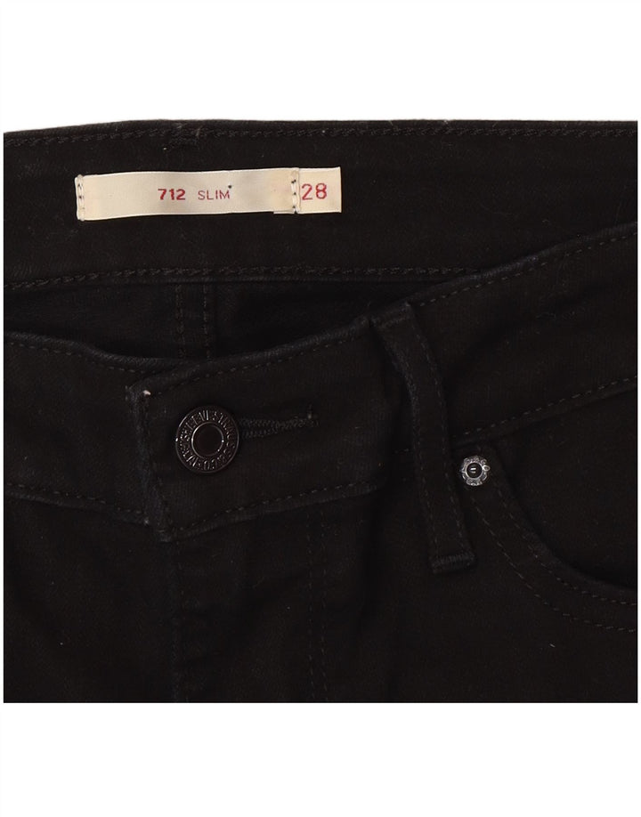 Calça jeans feminina Levi's 712 Slim W28 L30 algodão preto