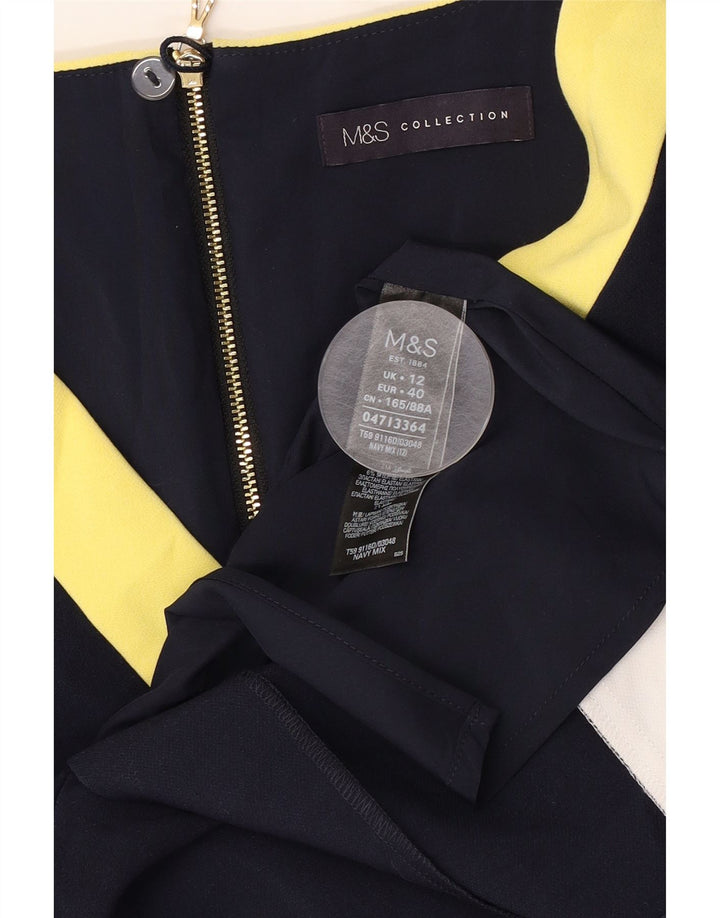 Vestido Bodycon feminino Marks & Spencer Reino Unido 12 bloco colorido azul marinho médio