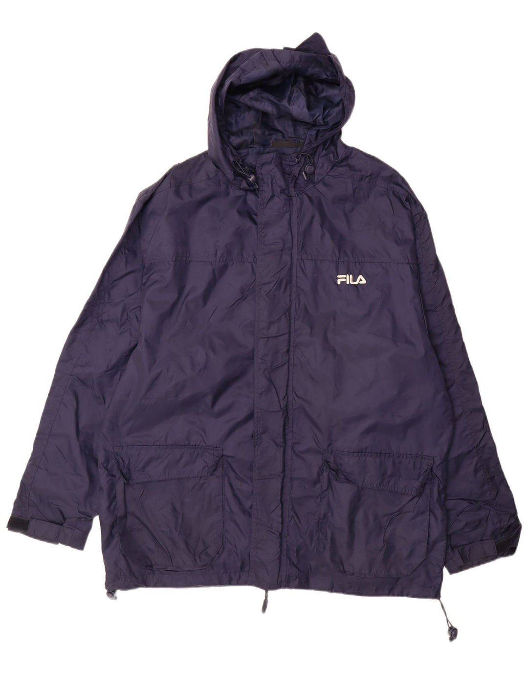 Casaco corta-vento masculino Fila com capuz grande azul marinho Colourblock Nylon