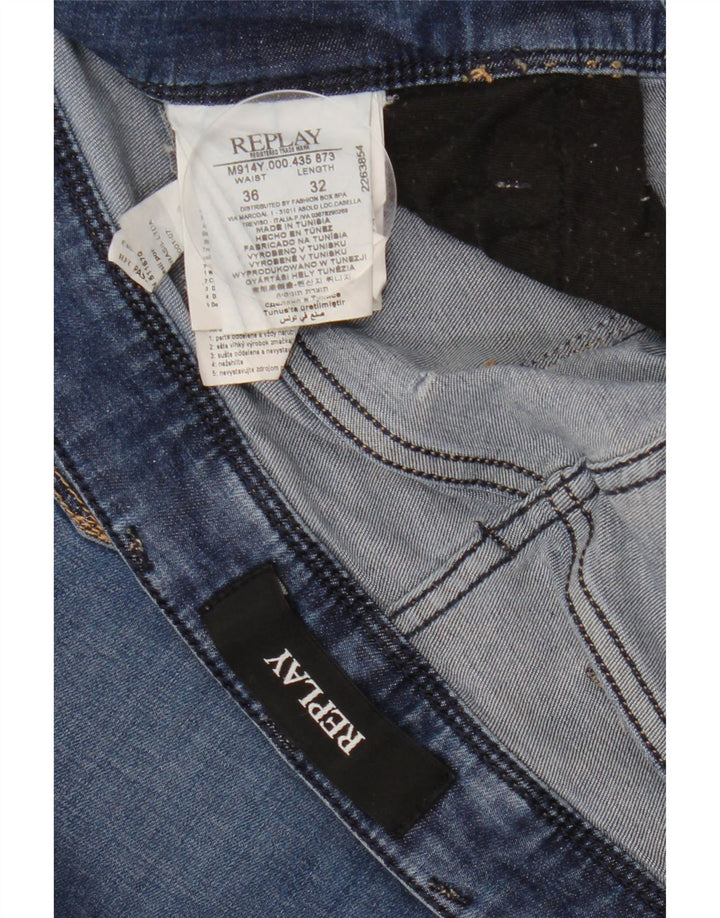 Replay Jeans Slim Masculino W36 L32 Azul Algodão