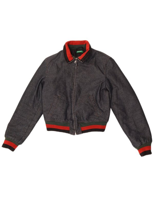 Jaqueta corta-vento jeans Benetton Boys 10-11 anos azul marinho colorblock