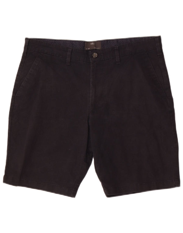 Shorts chino masculino Marks & Spencer W34 grande algodão azul marinho
