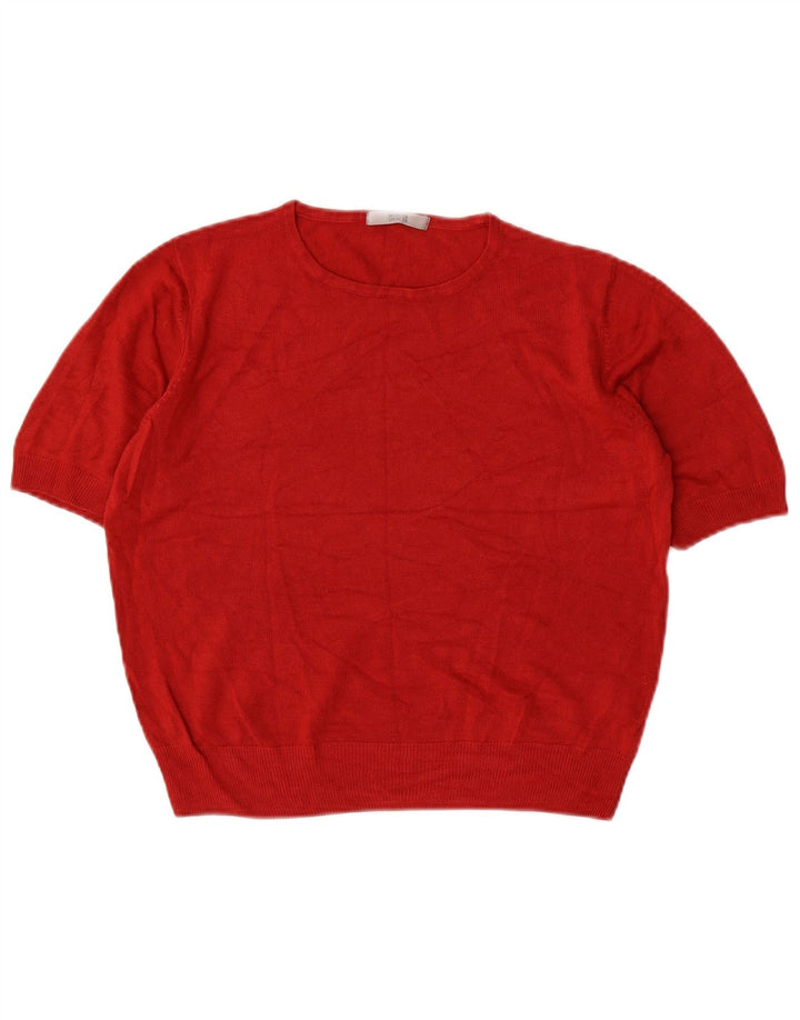Suéter feminino Marks & Spencer com gola redonda e gola redonda Reino Unido 14 médio vermelho
