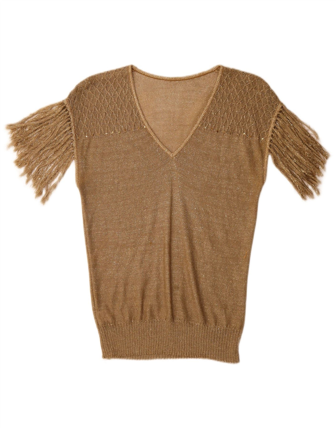 Blusa feminina vintage UK 10 pequena dourada