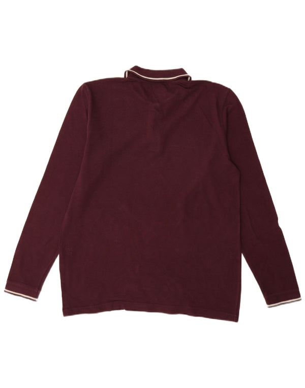 Camisa polo masculina de manga comprida Calvin Klein Jeans grande algodão Borgonha