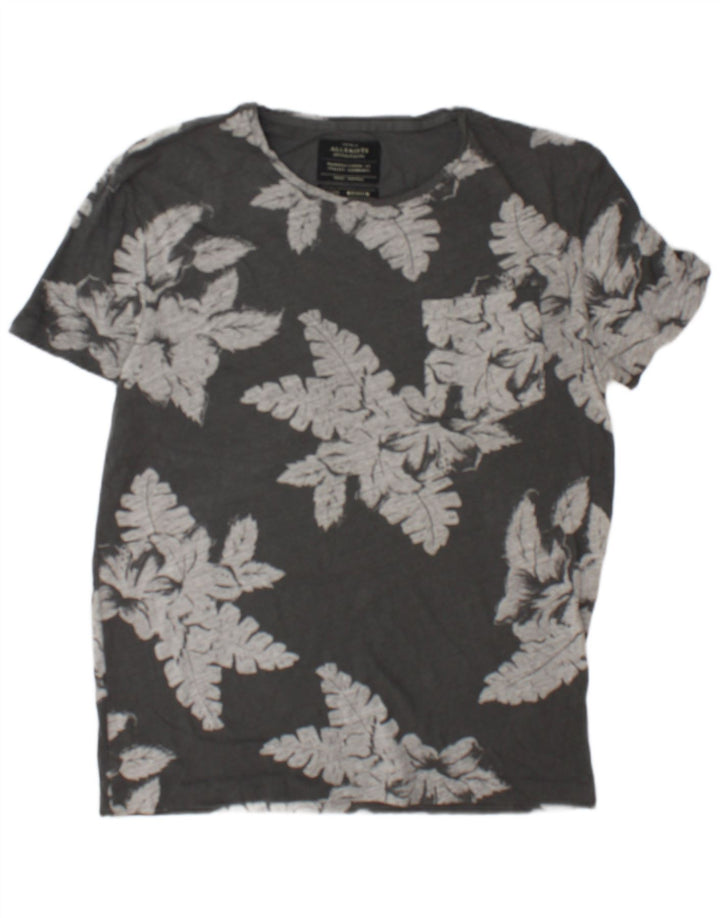 Camiseta masculina All Saints Top cinza médio floral algodão