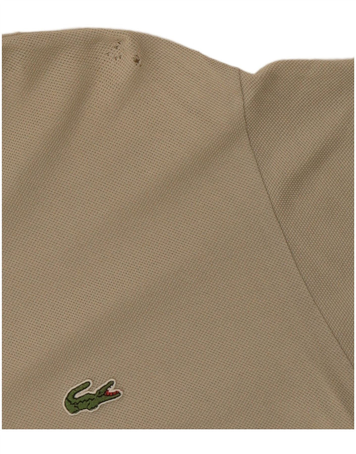Camisa polo masculina Lacoste tamanho 6 XL bege