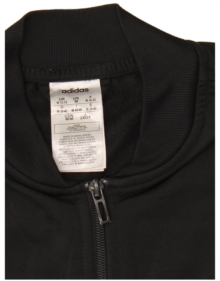 Adidas Womens Tracksuit Top Jacket UK 12/14 Médio Preto Poliéster