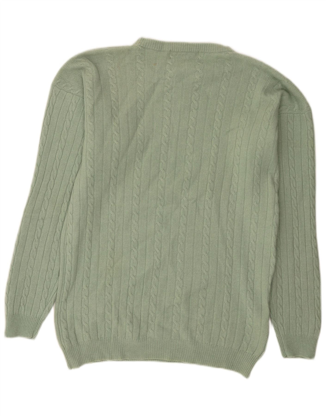 Suéter masculino estilo livre com gola redonda, lã verde grande