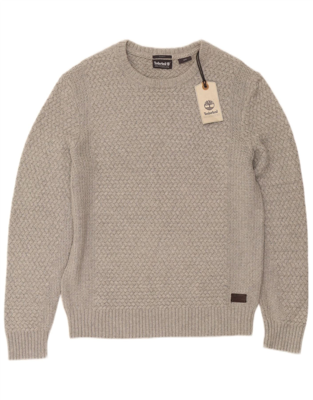 Suéter masculino Timberland Slim Fit com gola canoa e viscose cinza médio