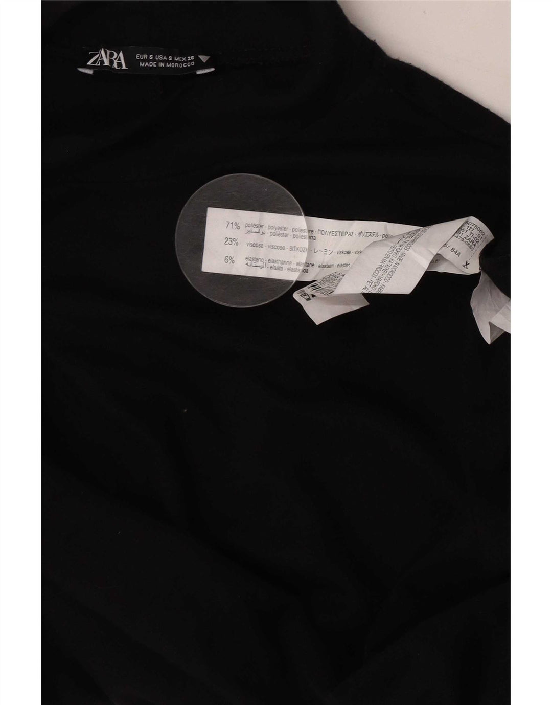 Vestido feminino Zara com bainha de manga comprida Reino Unido 8 pequeno poliéster preto