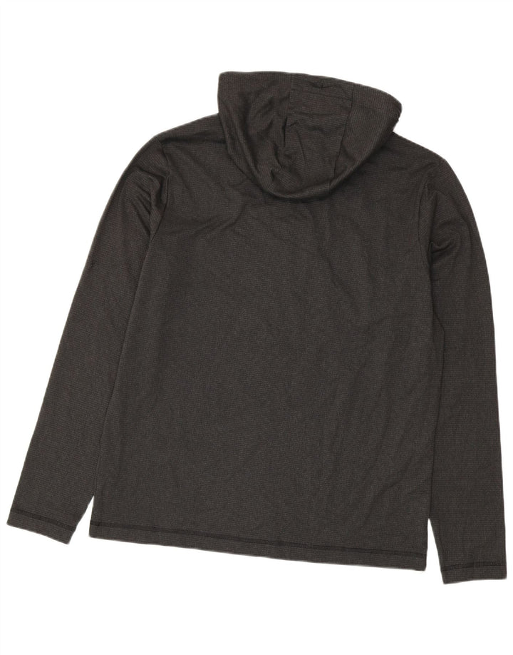 Top masculino com capuz Adidas manga comprida poliéster cinza médio