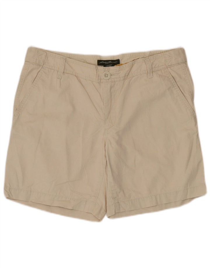EDDIE BAUER Shorts Chino feminino EUA 6 médio W34 algodão bege