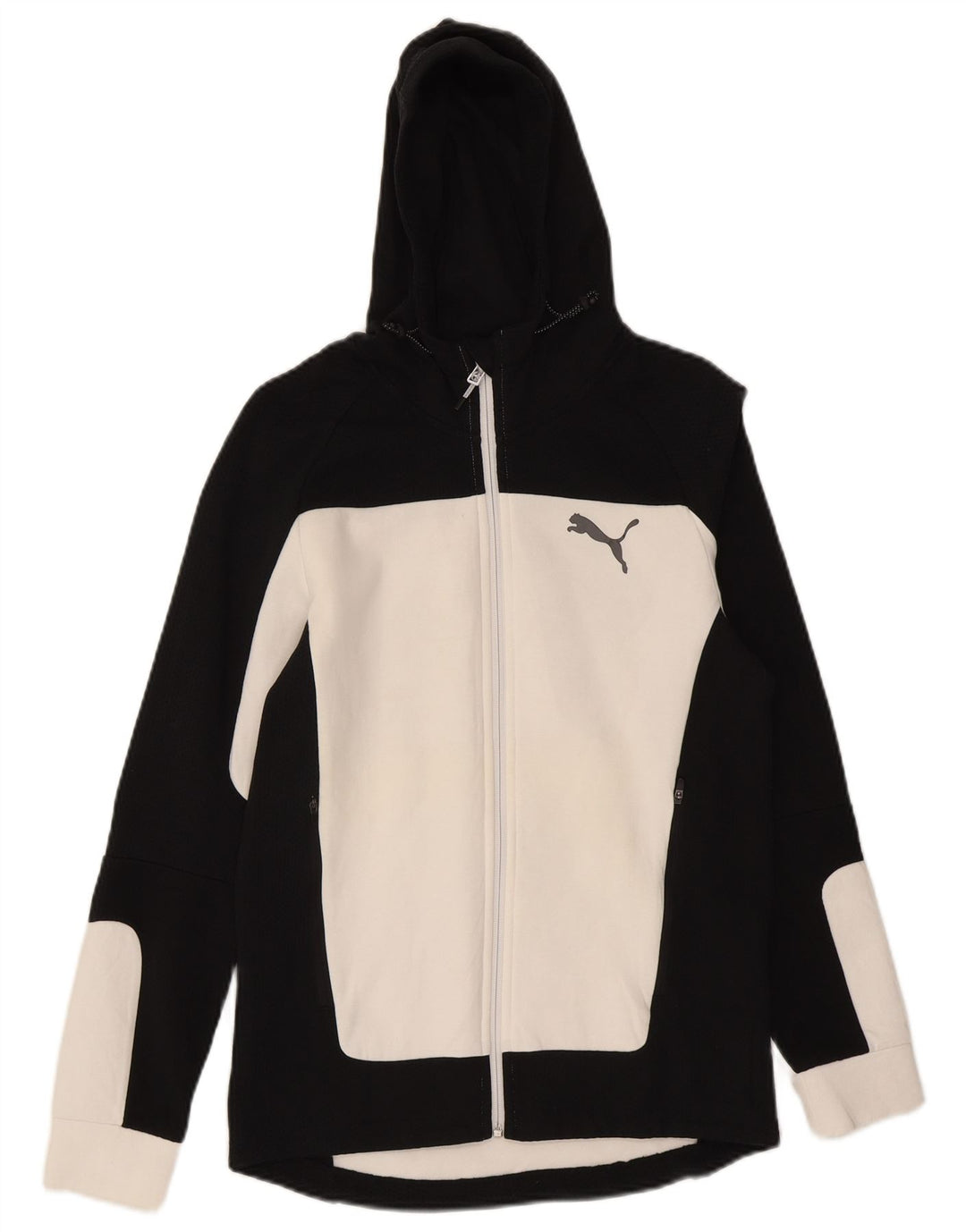 Suéter masculino PUMA com capuz e zíper, pequeno, preto, algodão colorblock