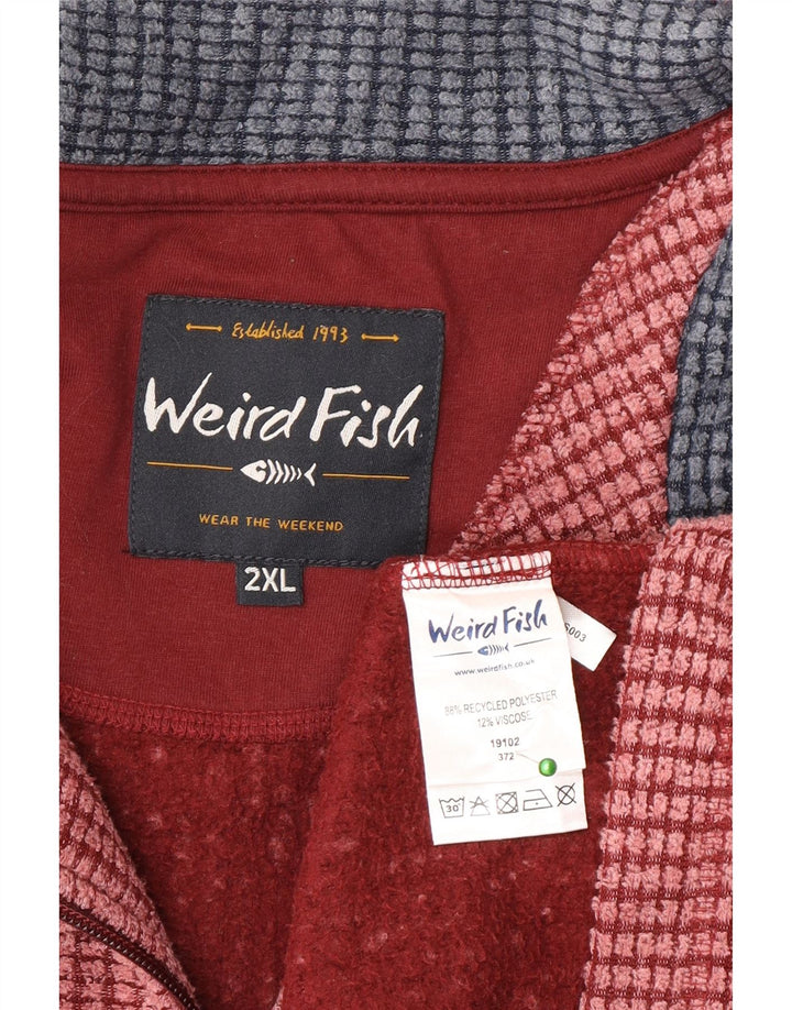 Weird Fish Mens Zip Neck Fleece Jumper 2XL Poliéster Rosa