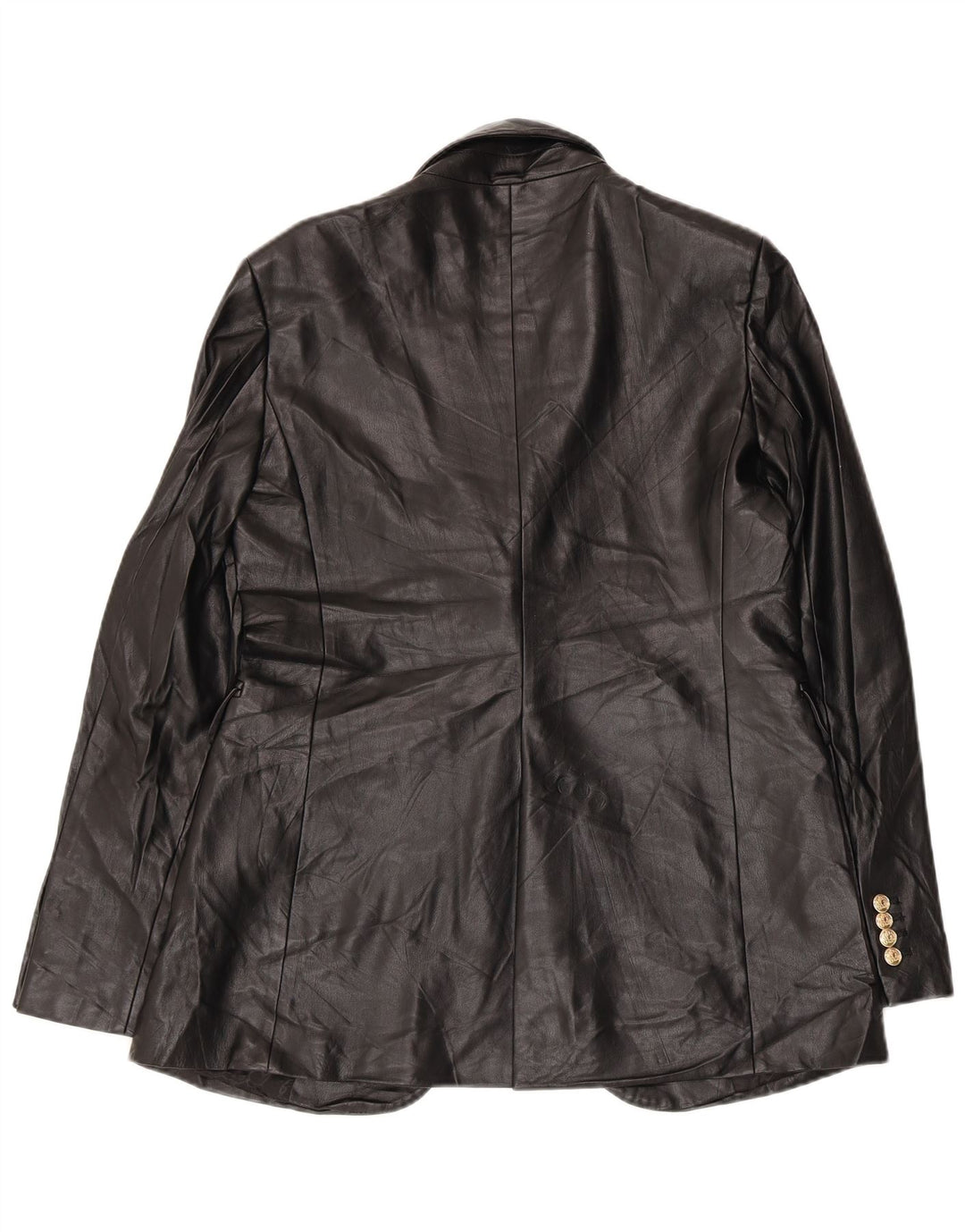 Jaqueta blazer feminina Zara com 1 botão de couro sintético Reino Unido 14 médio preto