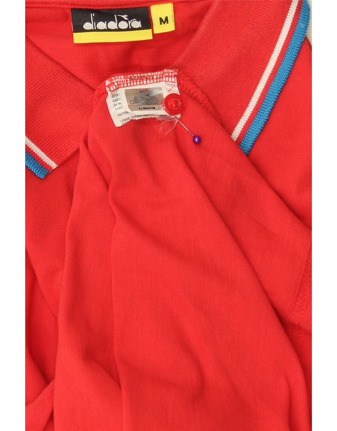 Camisa polo masculina DIADORA de algodão listrado vermelho médio