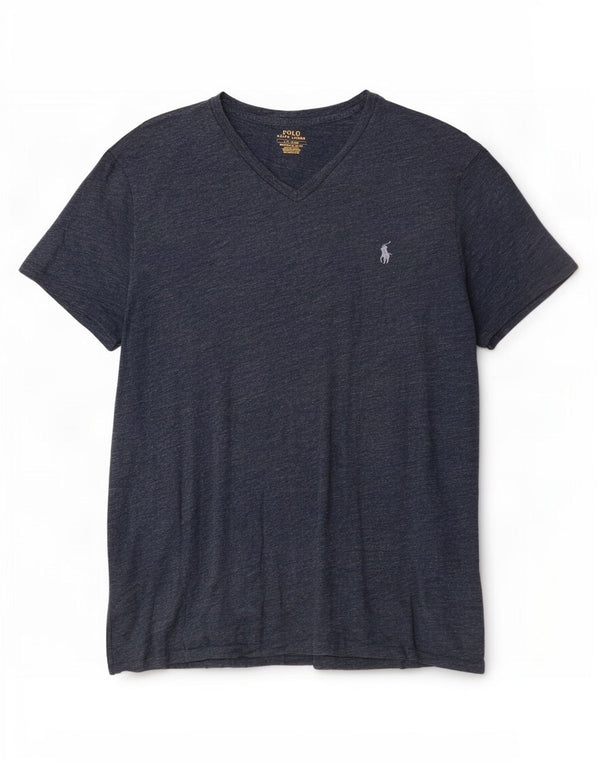 Polo Ralph Lauren Mens Camiseta Slim Fit Personalizada Top Grande Azul Marinho Salpicado