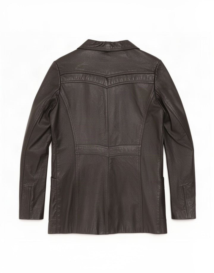 Jaqueta de couro feminina vintage IT 42 médio preto