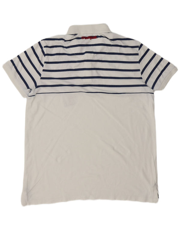 DESIGUAL Camisa polo masculina gráfica 2XL listrada branca