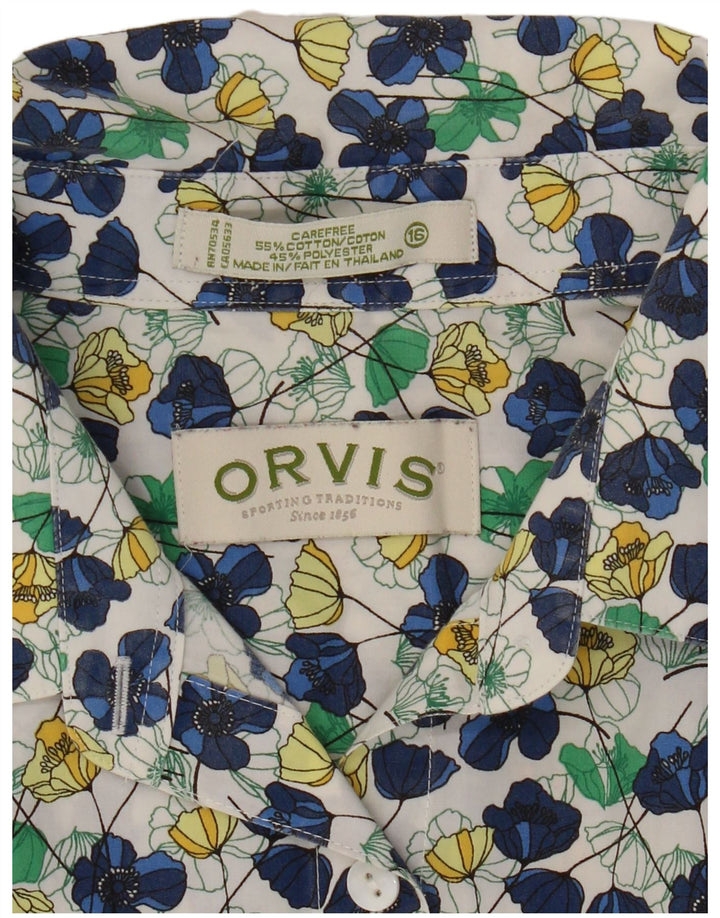 Camisa feminina Orvis Reino Unido 16 grande algodão floral multicolorido