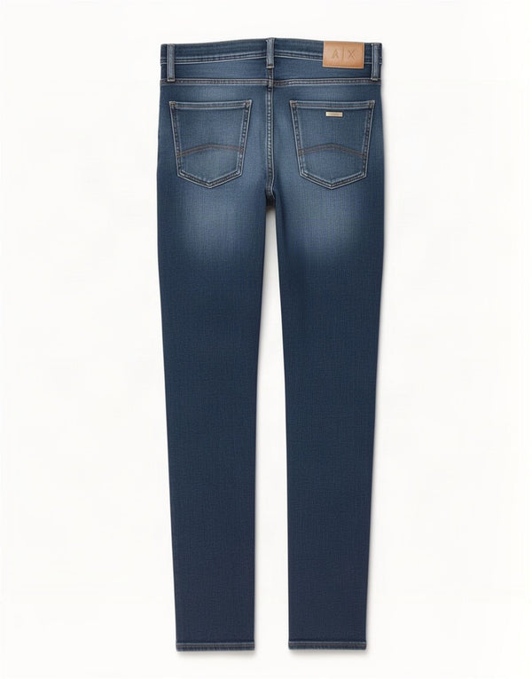Armani Exchange Mens Super Skinny Jeans W33 L32 Azul Algodão