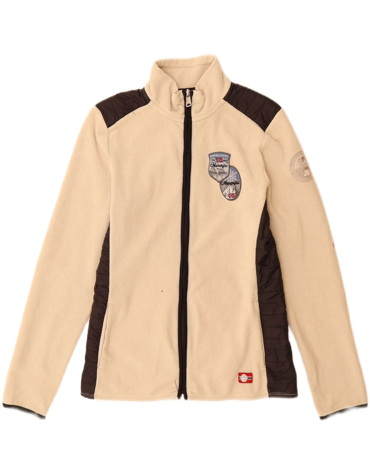 Jaqueta de lã feminina NAPAPIJRI UK 14 grande poliéster colorblock bege