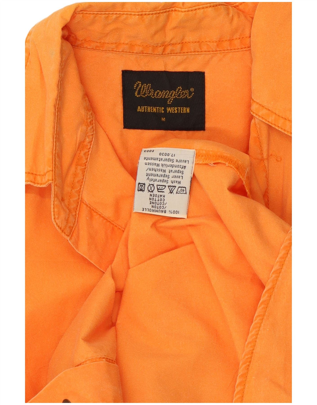 Wrangler Camisa masculina de manga curta médio laranja algodão