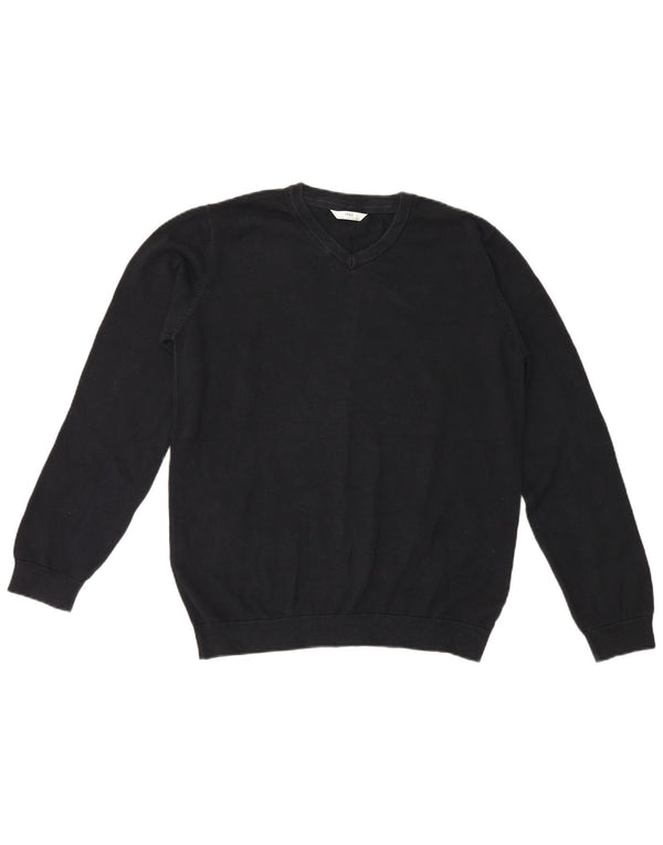 Suéter Marks & Spencer Boys com decote em V 15-16 anos algodão preto