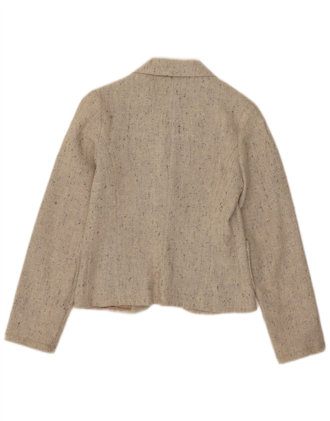 Jaqueta blazer feminina vintage colheita 1 botão Reino Unido 4 XS bege salpicado