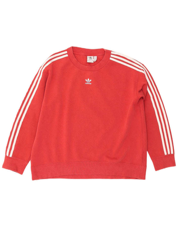 ADIDAS Womens Oversized Sweatshirt Jumper UK 12 Médio Algodão Vermelho