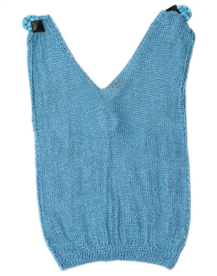 Colete feminino vintage regata Reino Unido 10 pequeno rayon azul