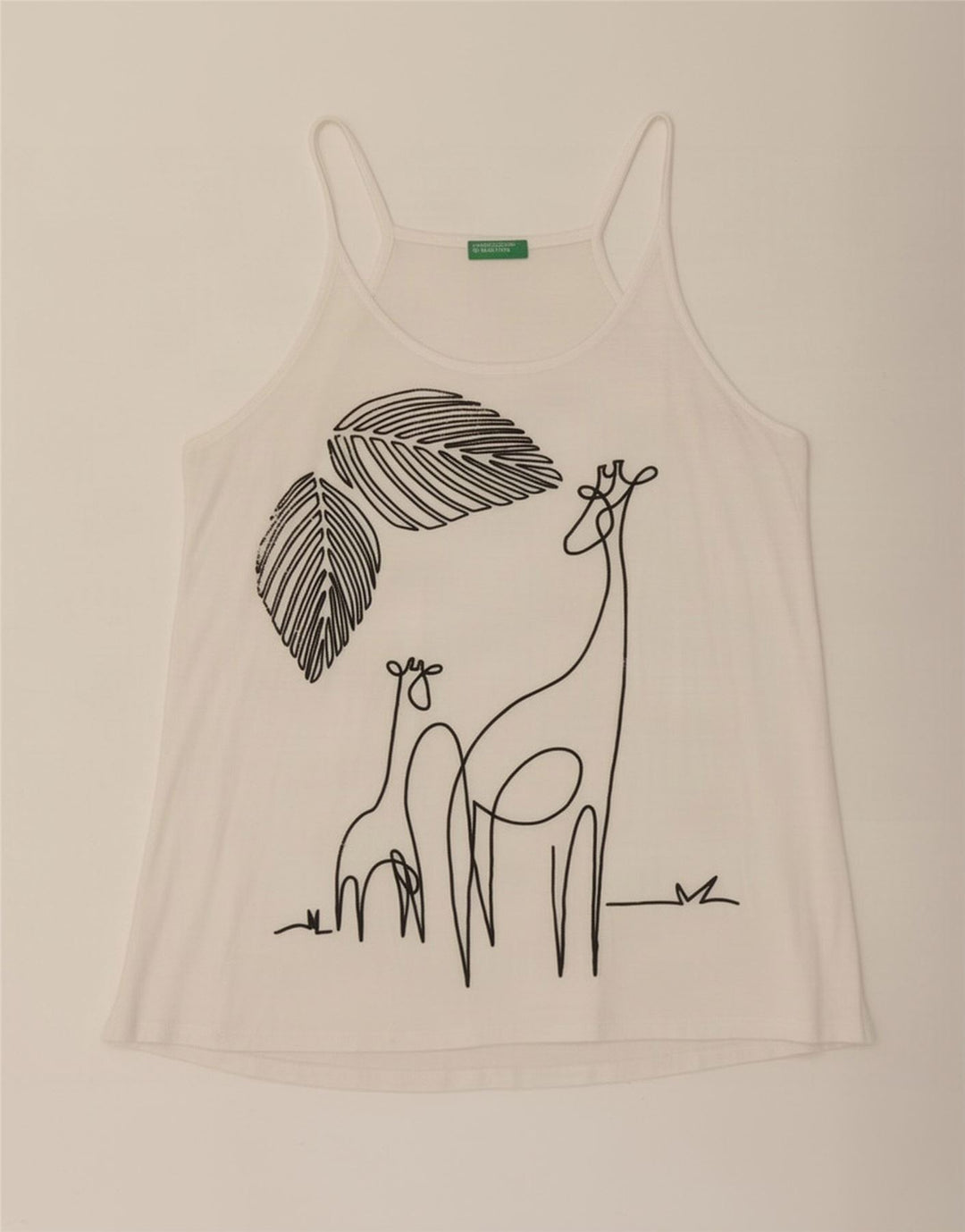 Top feminino gráfico Benetton UK 14 viscose branca média