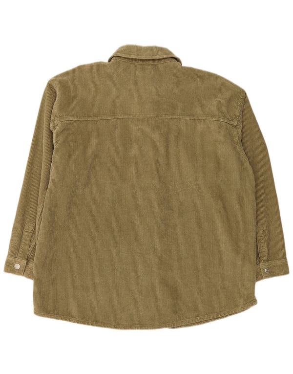 Camisa feminina de veludo cotelê Topshop UK 12 algodão cáqui médio