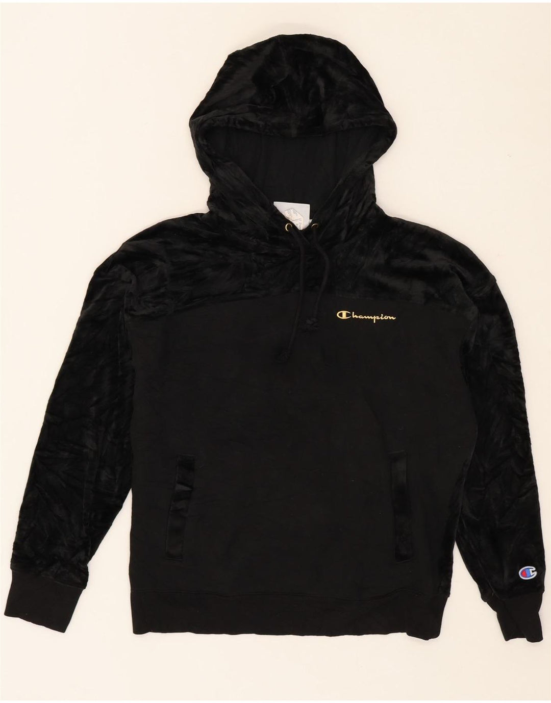 CHAMPION Womens Hoodie Jumper UK 14 Medium Black Cotton Vintage Champion and Second-Hand Champion from Messina Hembry 