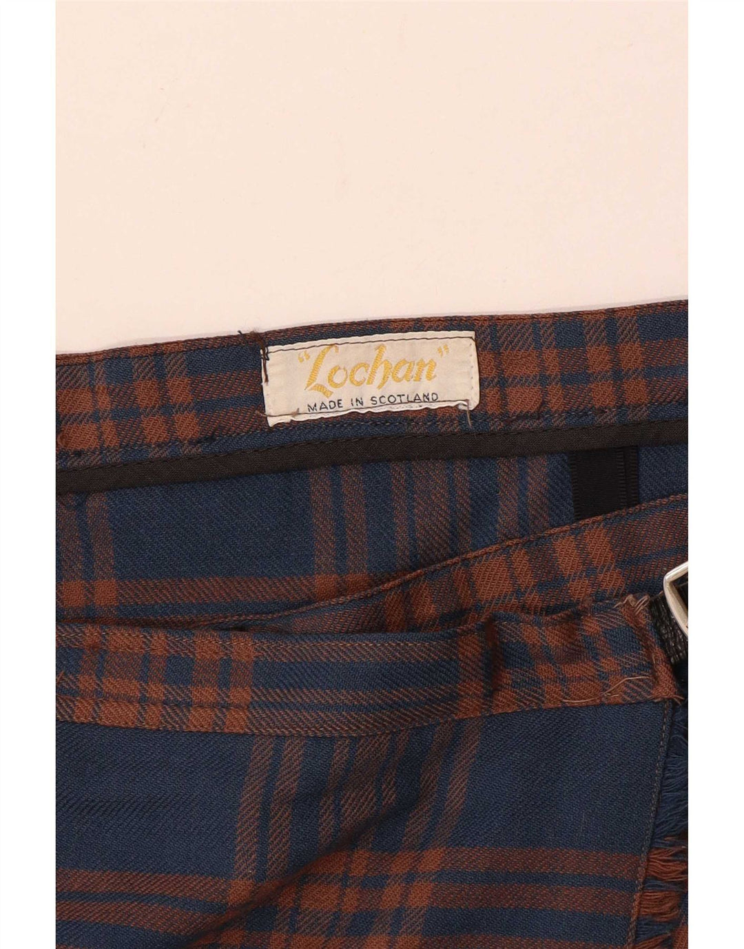 Saia feminina vintage plissada W32 grande xadrez azul marinho